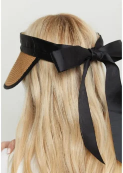 Madein Black Ribbon Detail Oversized Visor Hat