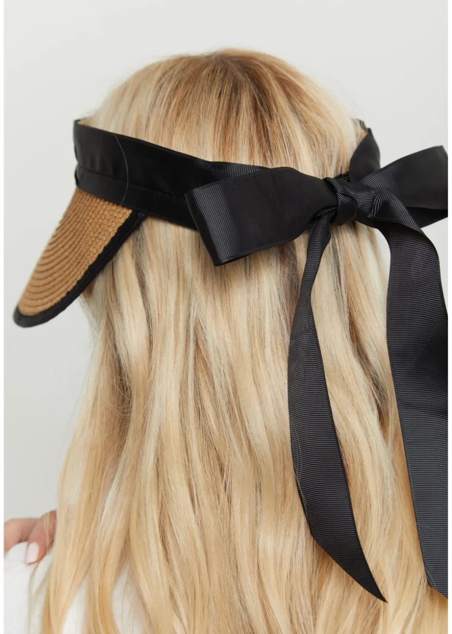 Madein Black Ribbon Detail Oversized Visor Hat