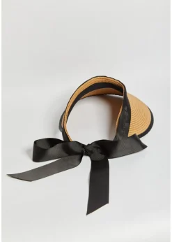 Madein Black Ribbon Detail Oversized Visor Hat