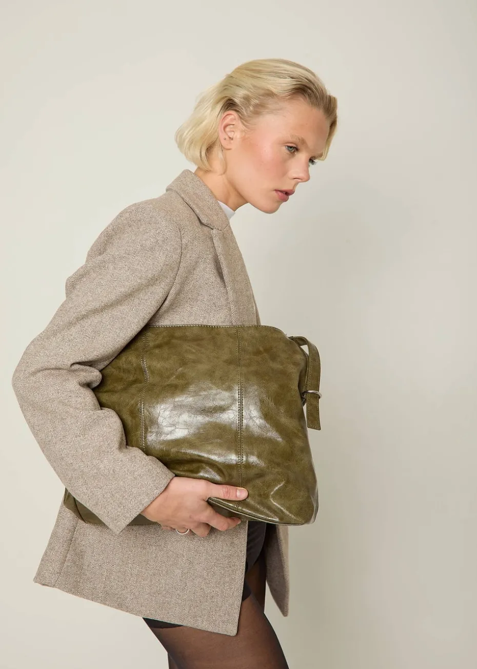 Madein Olive Pia Oversized Pressed Tote Bag