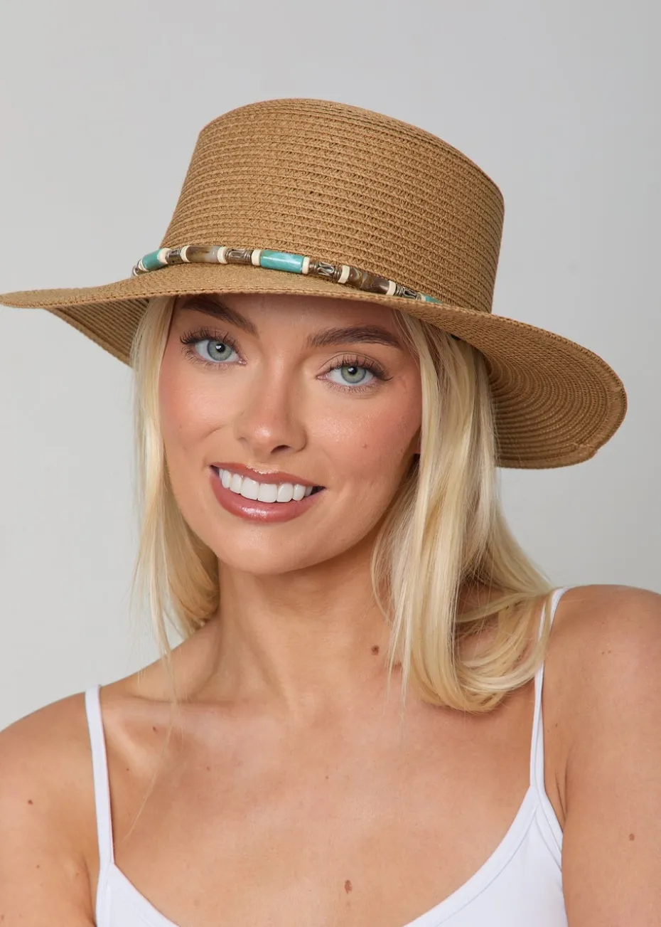 Madein Straw Detailed Trim Boater Hat