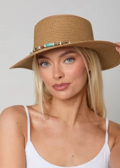 Madein Straw Detailed Trim Boater Hat