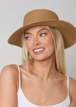 Madein Straw Detailed Trim Boater Hat