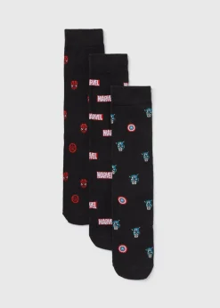 Marvel 3 Pack Black Character Socks