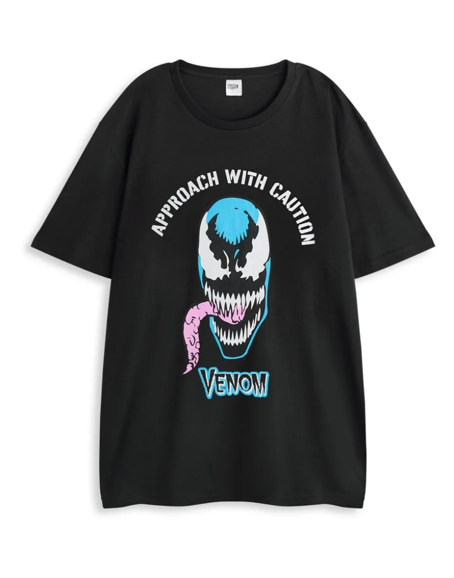 Marvel Adults Black Venom Short Sleeve Long Leg Pyjama Set