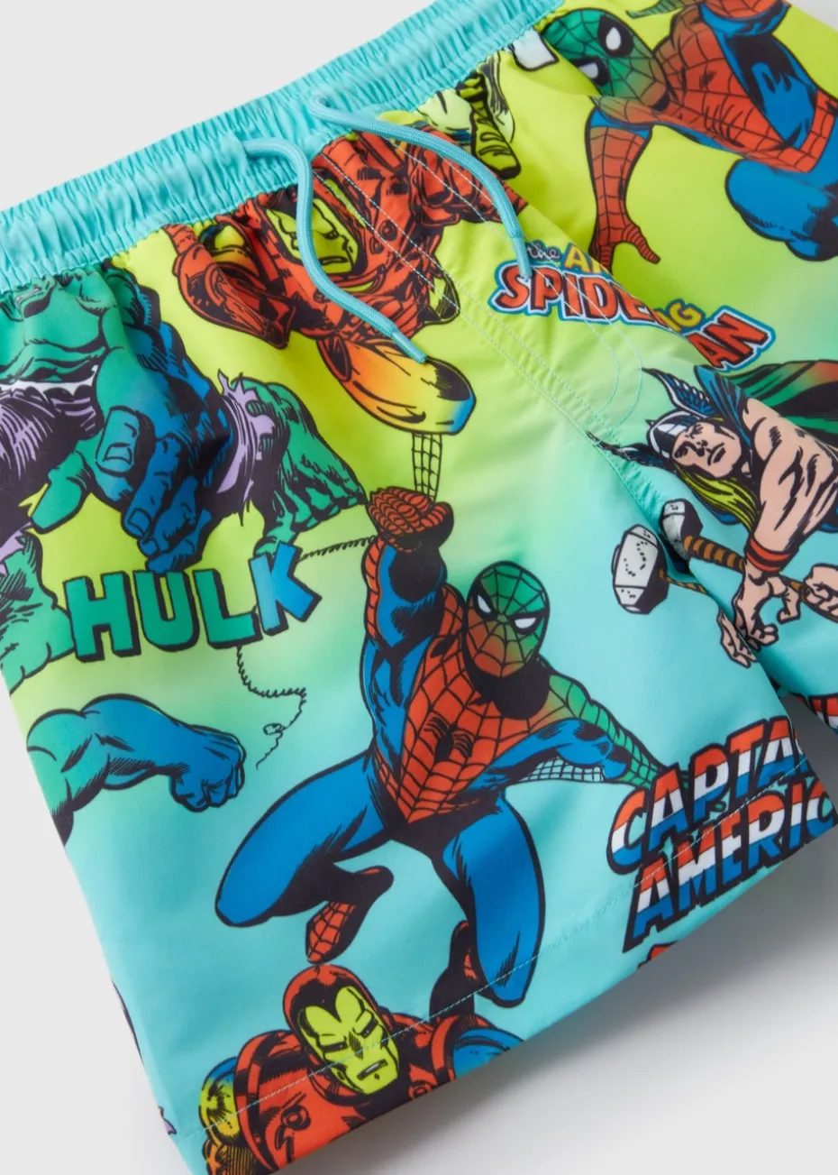 Marvel Blue Comic Swim Shorts (4-13yrs)
