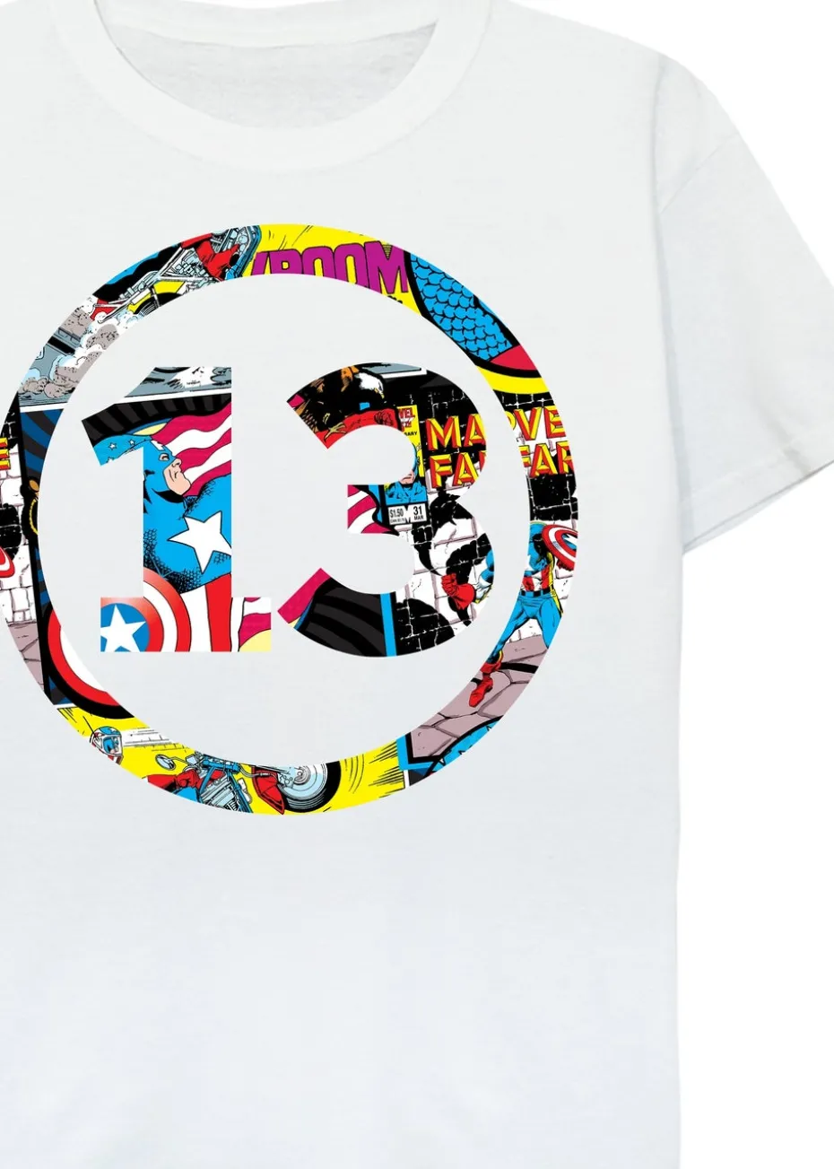 Marvel Comics 13th Birthday Kids White Graphic T-Shirt (9-13 Years)