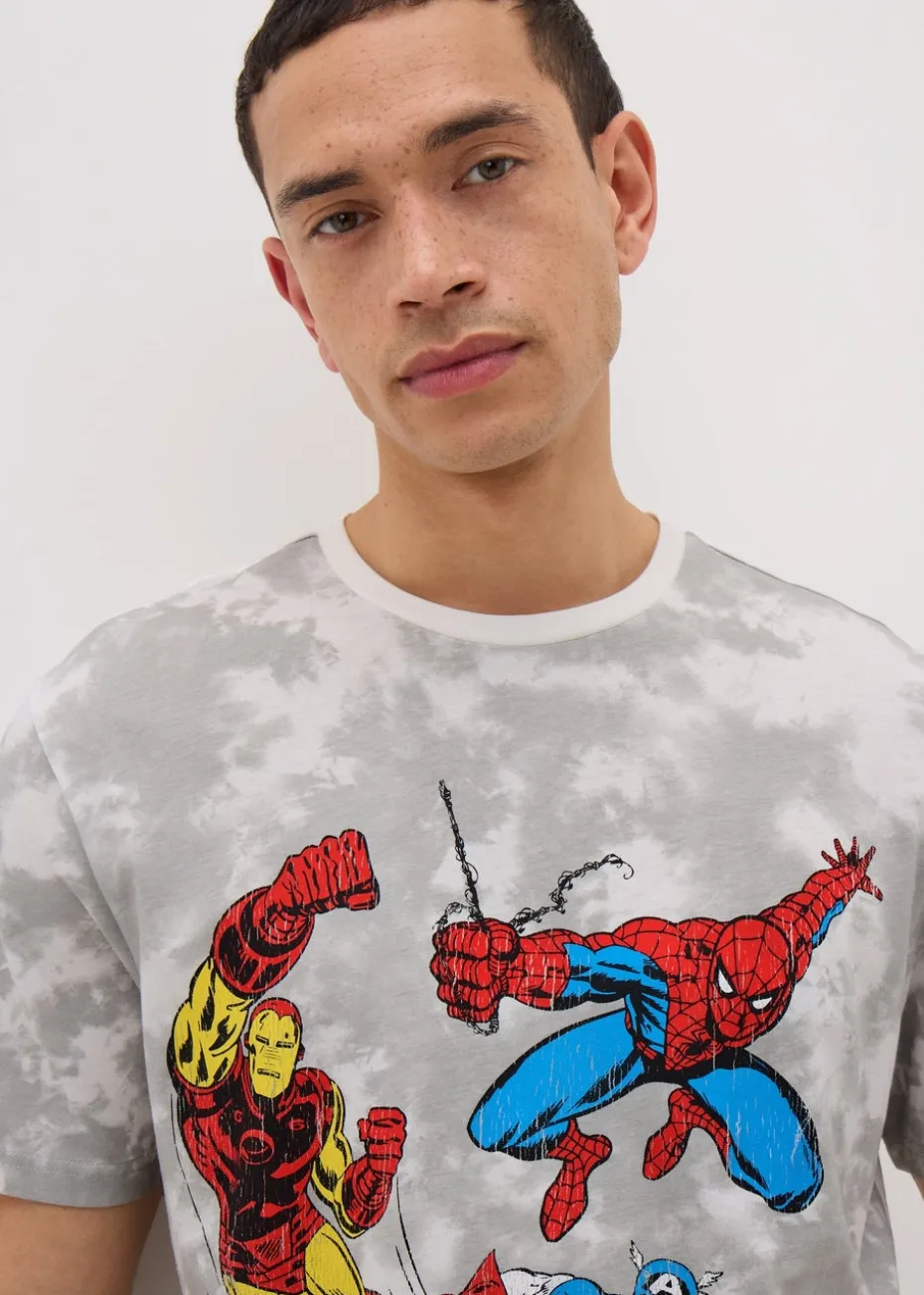 Marvel Grey Avengers Group Washed T-Shirt