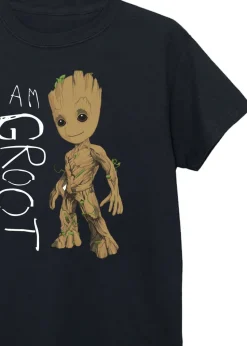 Marvel Kids Black Guardians Of The Galaxy Groot Scribbles Printed T-Shirt (3-13 yrs)