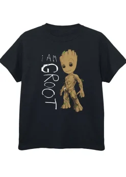 Marvel Kids Black Guardians Of The Galaxy Groot Scribbles Printed T-Shirt (3-13 yrs)