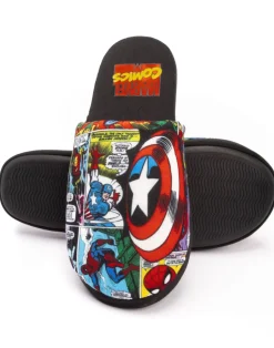 Marvel Mens Black Character All-Over Print Mule Slippers