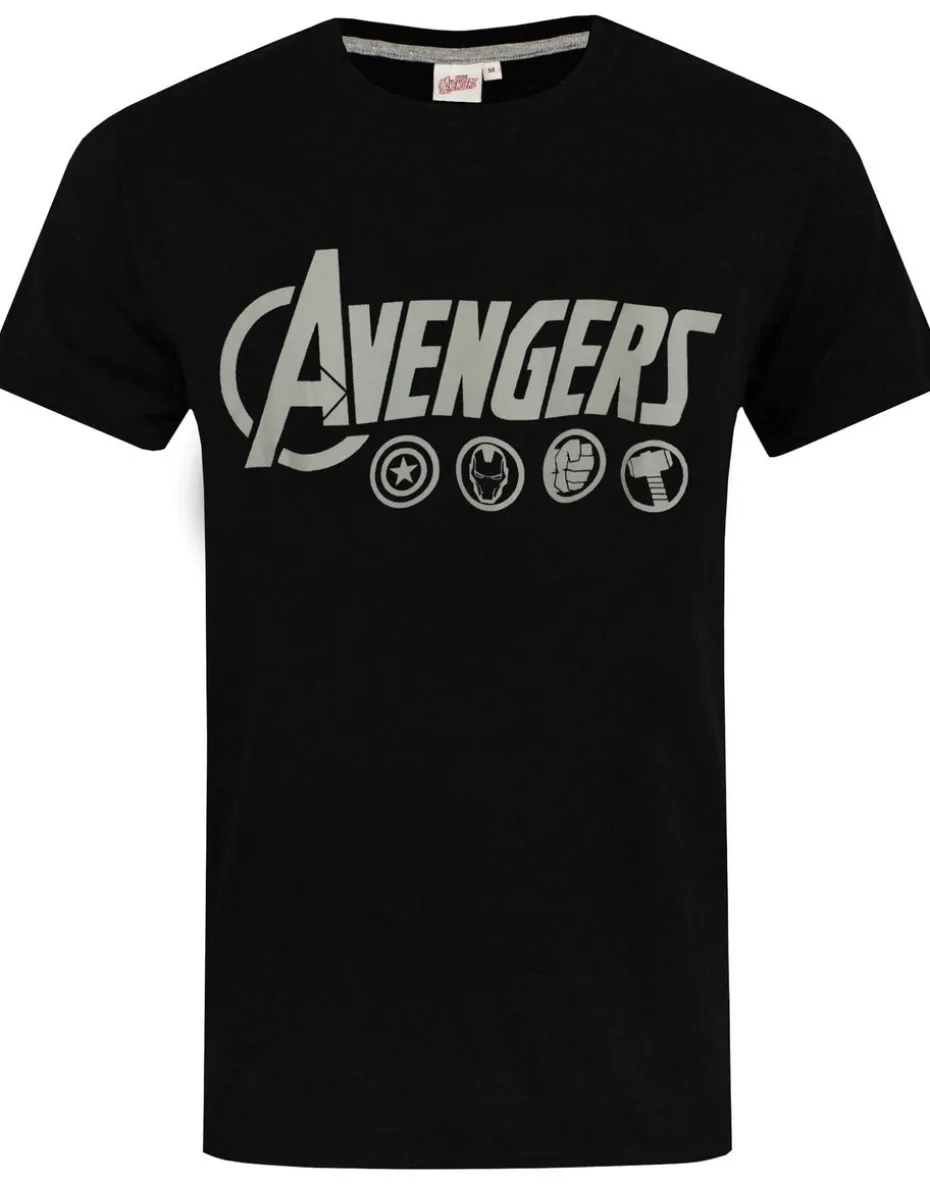Marvel Mens Black Logo Short Sleeve Long Leg Pyjama Set