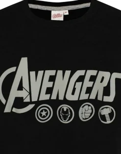 Marvel Mens Black Logo Short Sleeve Long Leg Pyjama Set