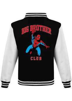 Marvel Spider-Man Big Brother Club Boys Black Varsity Jacket (3-13 Years)