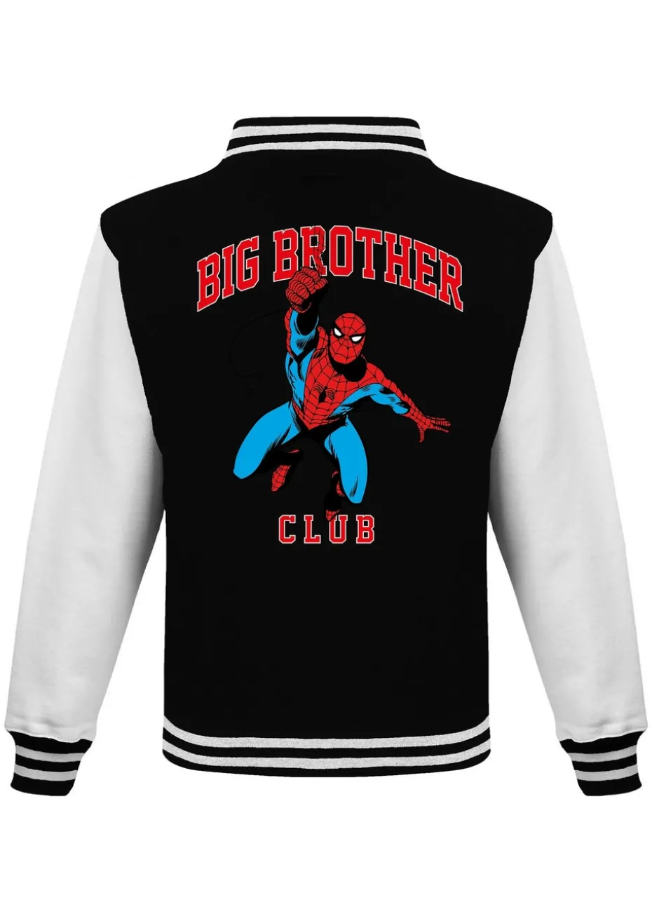 Marvel Spider-Man Big Brother Club Boys Black Varsity Jacket (3-13 Years)