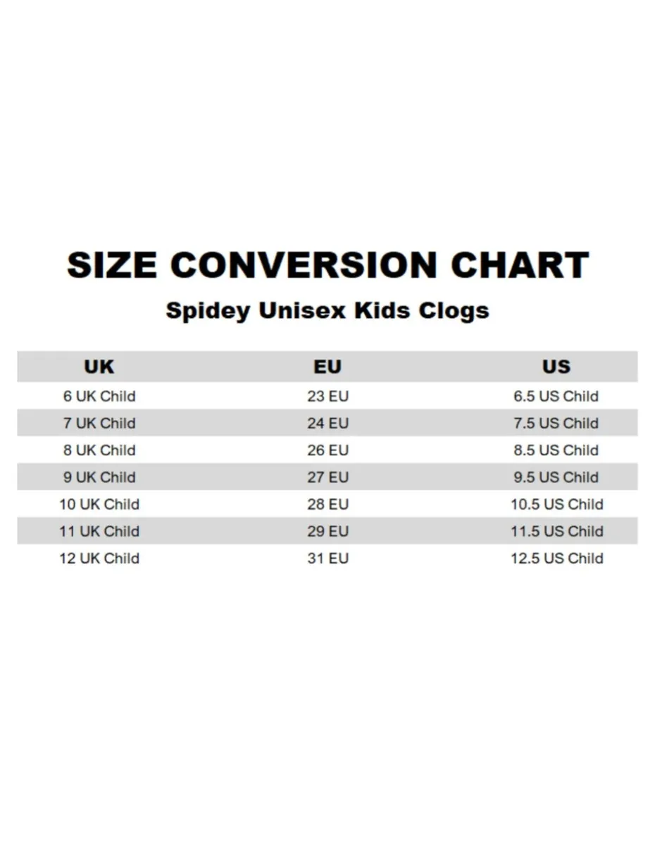 Marvel Spidey Kids Black Clogs (Younger 6-12 Older)