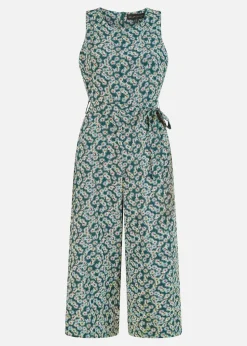 Mela Green Daisy Floral Print Culotte Jumpsuit