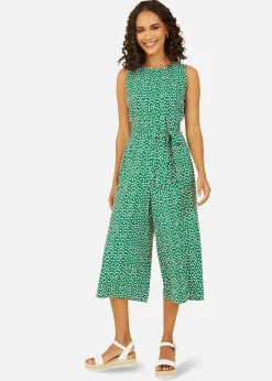 Mela Green Ditsy Daisy Sleeveless Culotte Jumpsuit