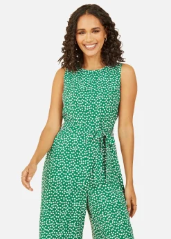 Mela Green Ditsy Daisy Sleeveless Culotte Jumpsuit