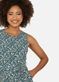 Mela Green Ditsy Print Culotte Jumpsuit