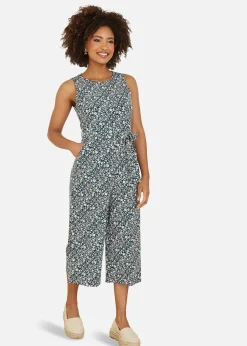 Mela Green Ditsy Print Culotte Jumpsuit