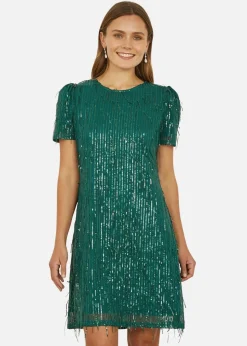 Mela Green Dripping Sequin Tunic Dress