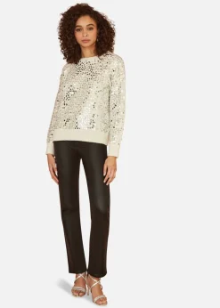 Mela Ivory All Over Sequin Relaxed Fit Jumper