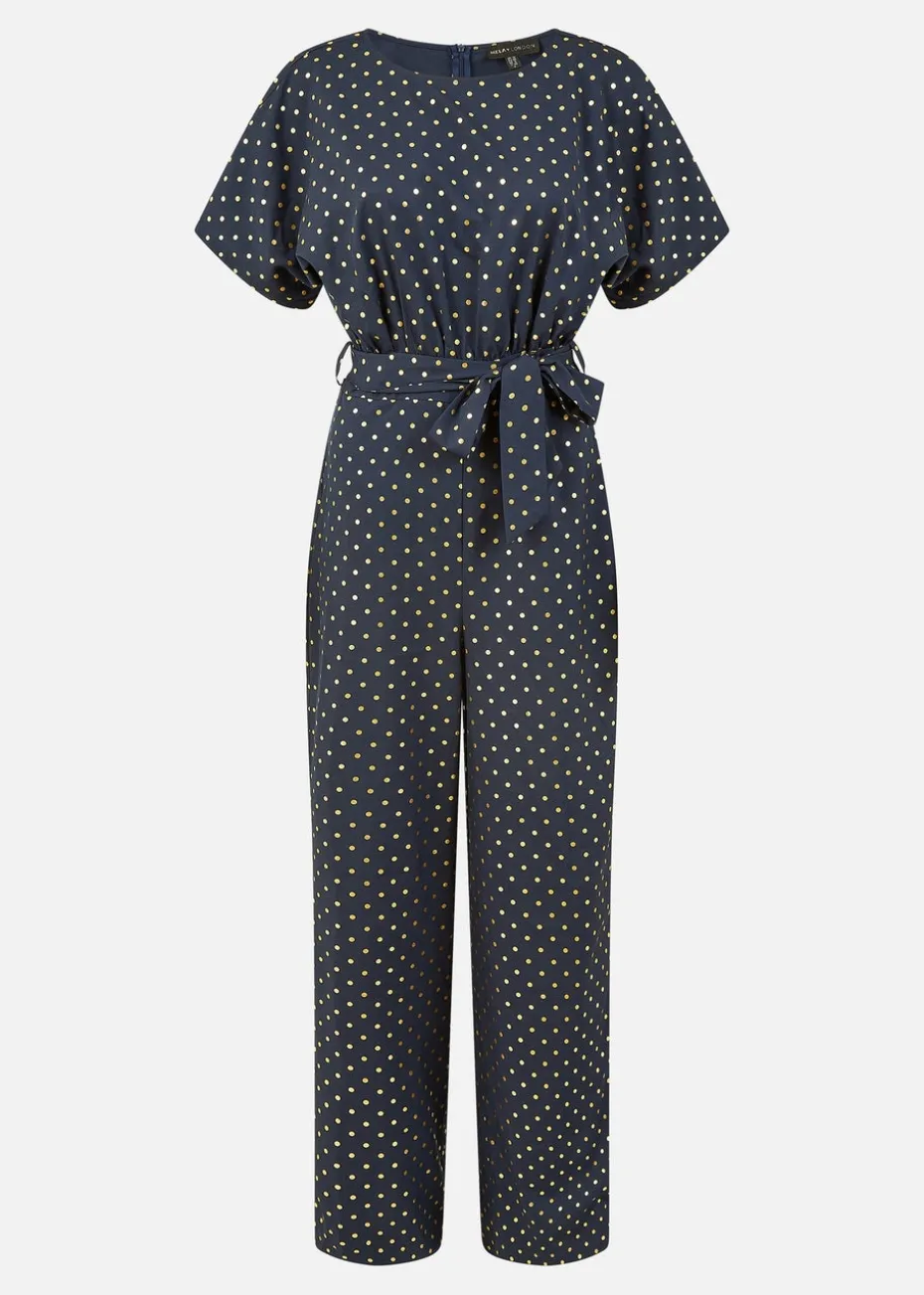 Mela Navy Spot Batwing Jumpsuit