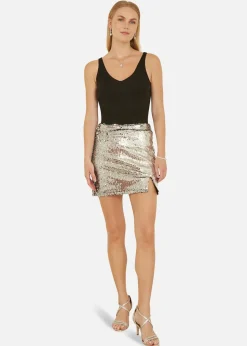 Mela Silver Sequin Mini Skirt