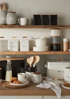 Metal Tea Coffee & Sugar Stackable Canisters