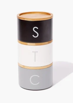 Metal Tea Coffee & Sugar Stackable Canisters