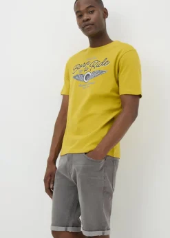 Mid Grey Denim Stretch Shorts