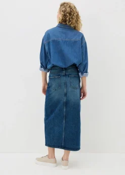 Mid Wash Denim Midi Skirt