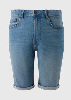 Mid Wash Denim Stretch Shorts