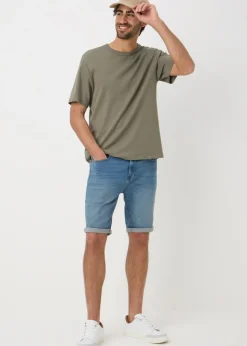Mid Wash Denim Stretch Shorts