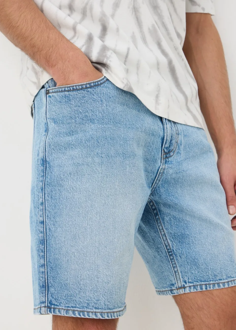 Mid Wash Loose Fit Denim Shorts
