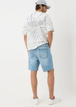 Mid Wash Loose Fit Denim Shorts