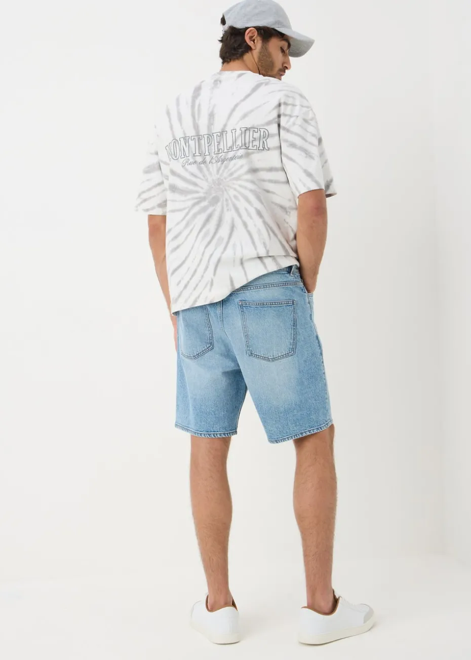 Mid Wash Loose Fit Denim Shorts
