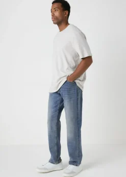 Mid Wash Straight Fit Jeans