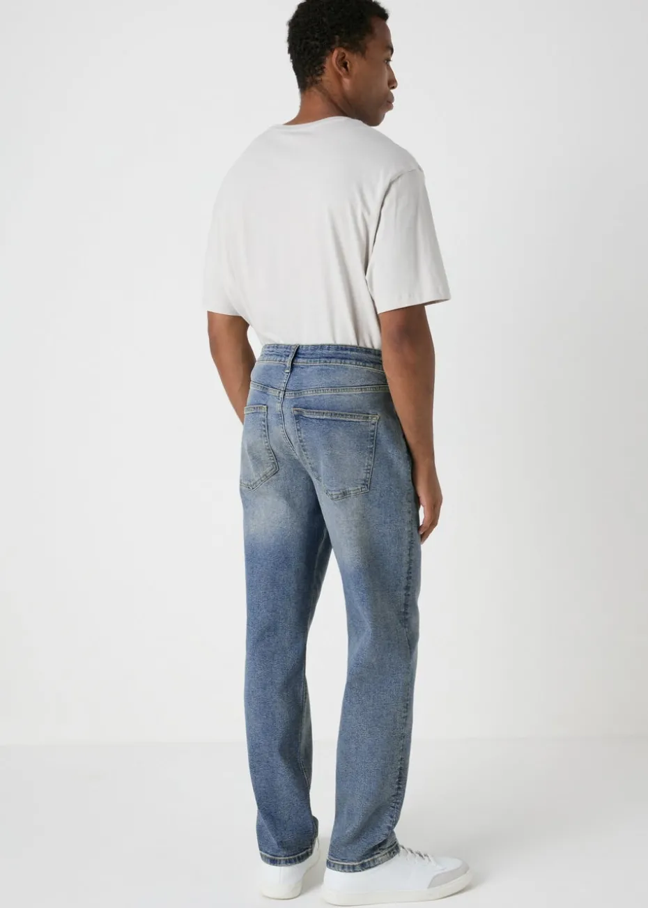 Mid Wash Straight Fit Jeans