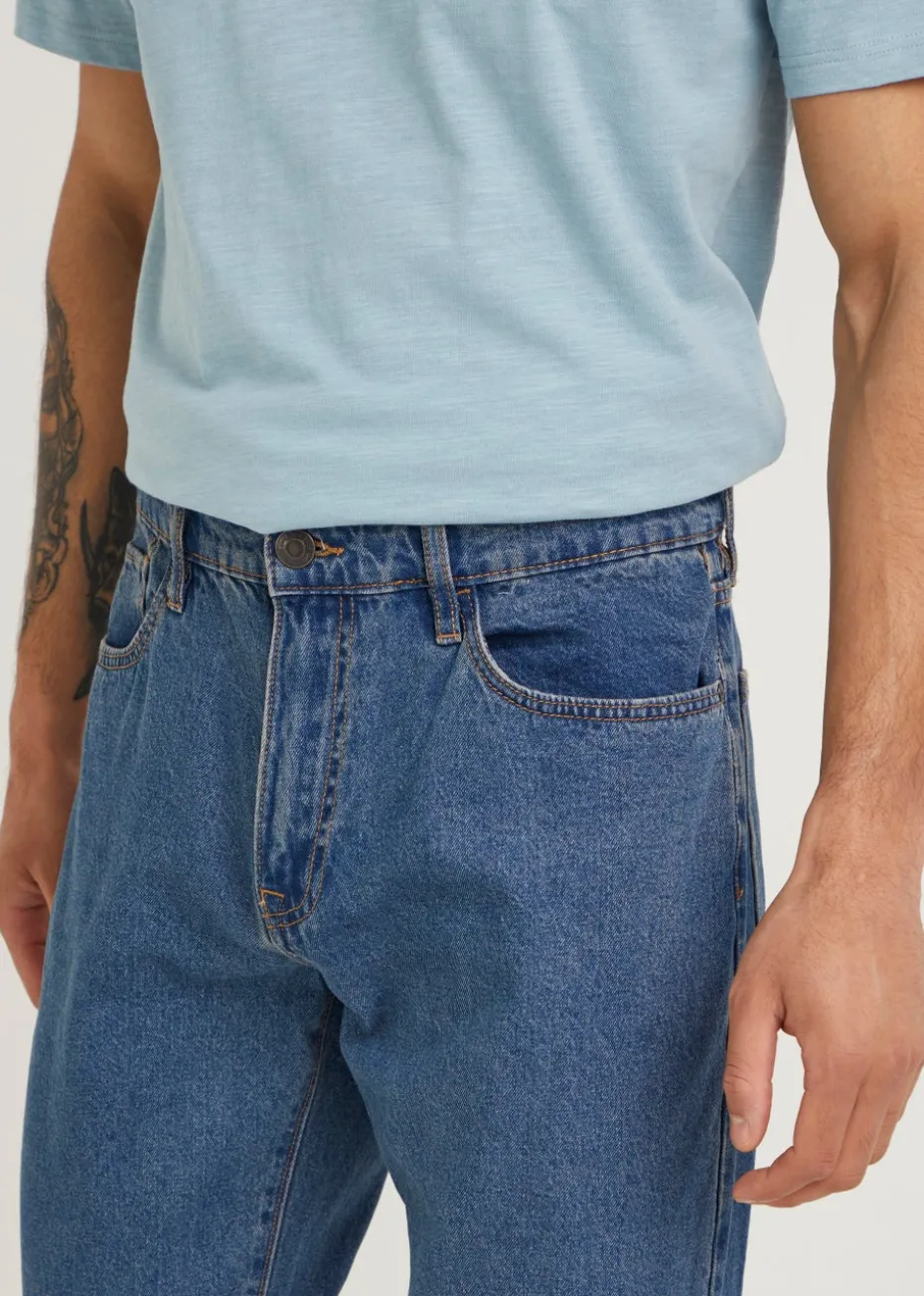 Mid Wash Straight Fit Rigid Jeans