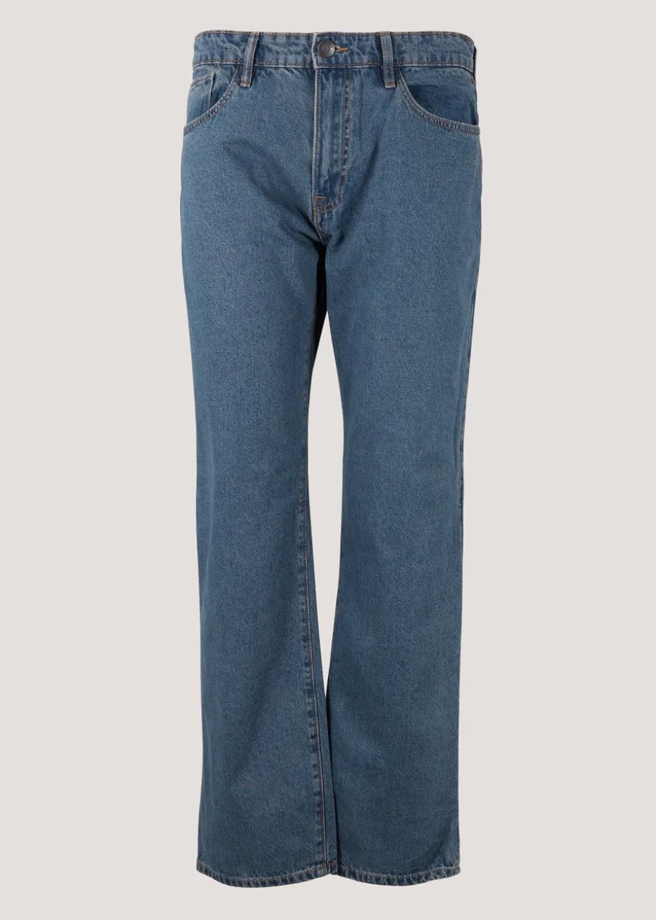 Mid Wash Straight Fit Rigid Jeans