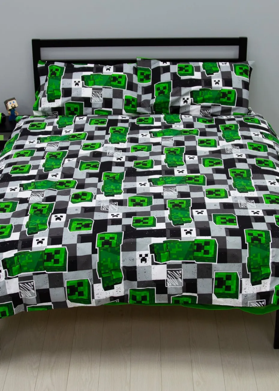Minecraft Block Check Reversible Duvet Cover Set