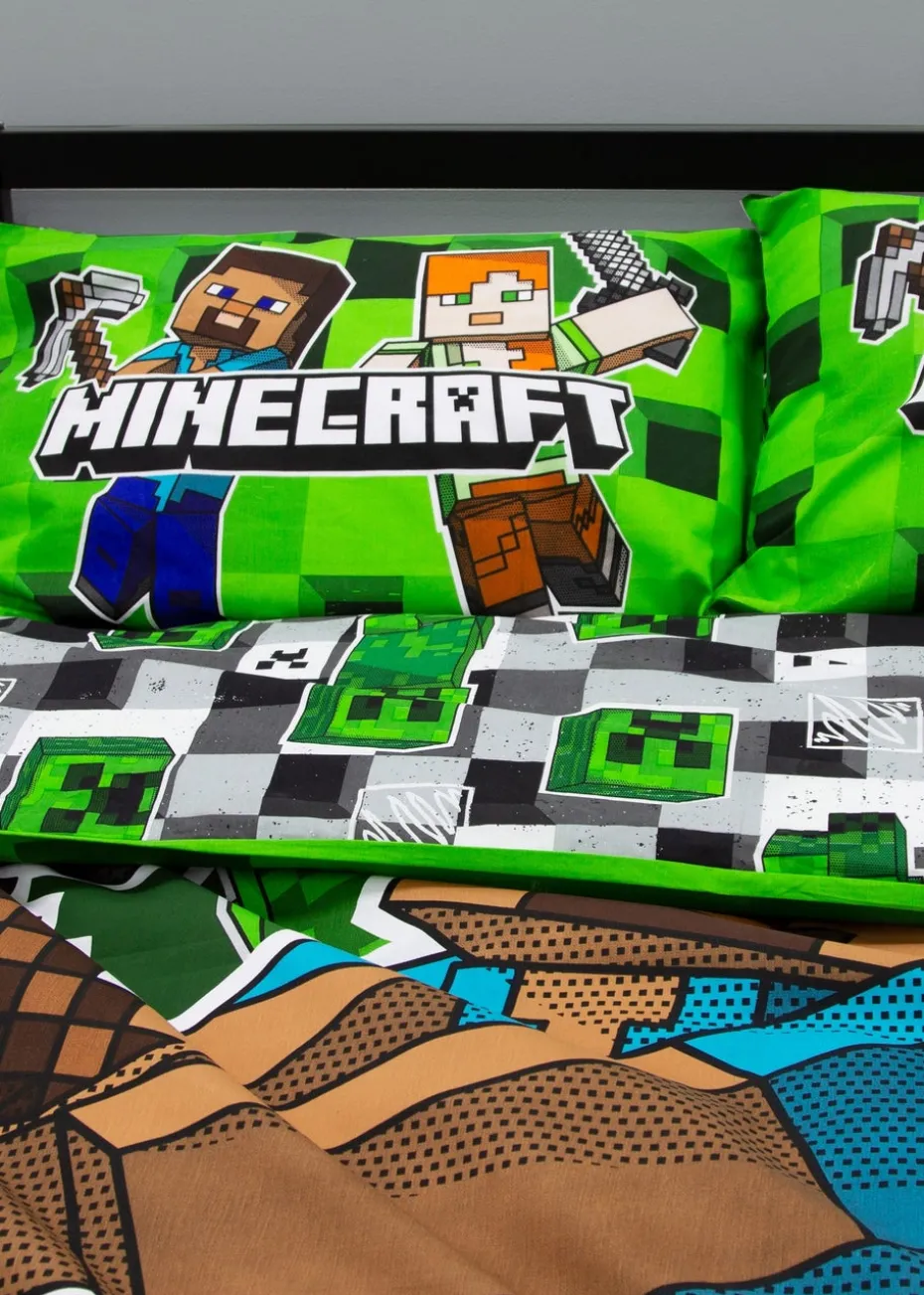 Minecraft Block Check Reversible Duvet Cover Set