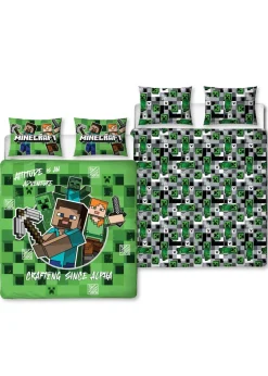 Minecraft Block Check Reversible Duvet Cover Set