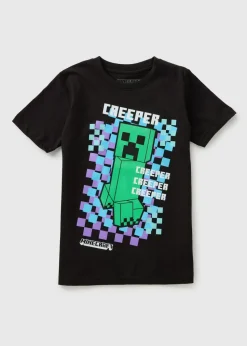 Minecraft Boys Black Checkerboard T-Shirt (4-13yrs)