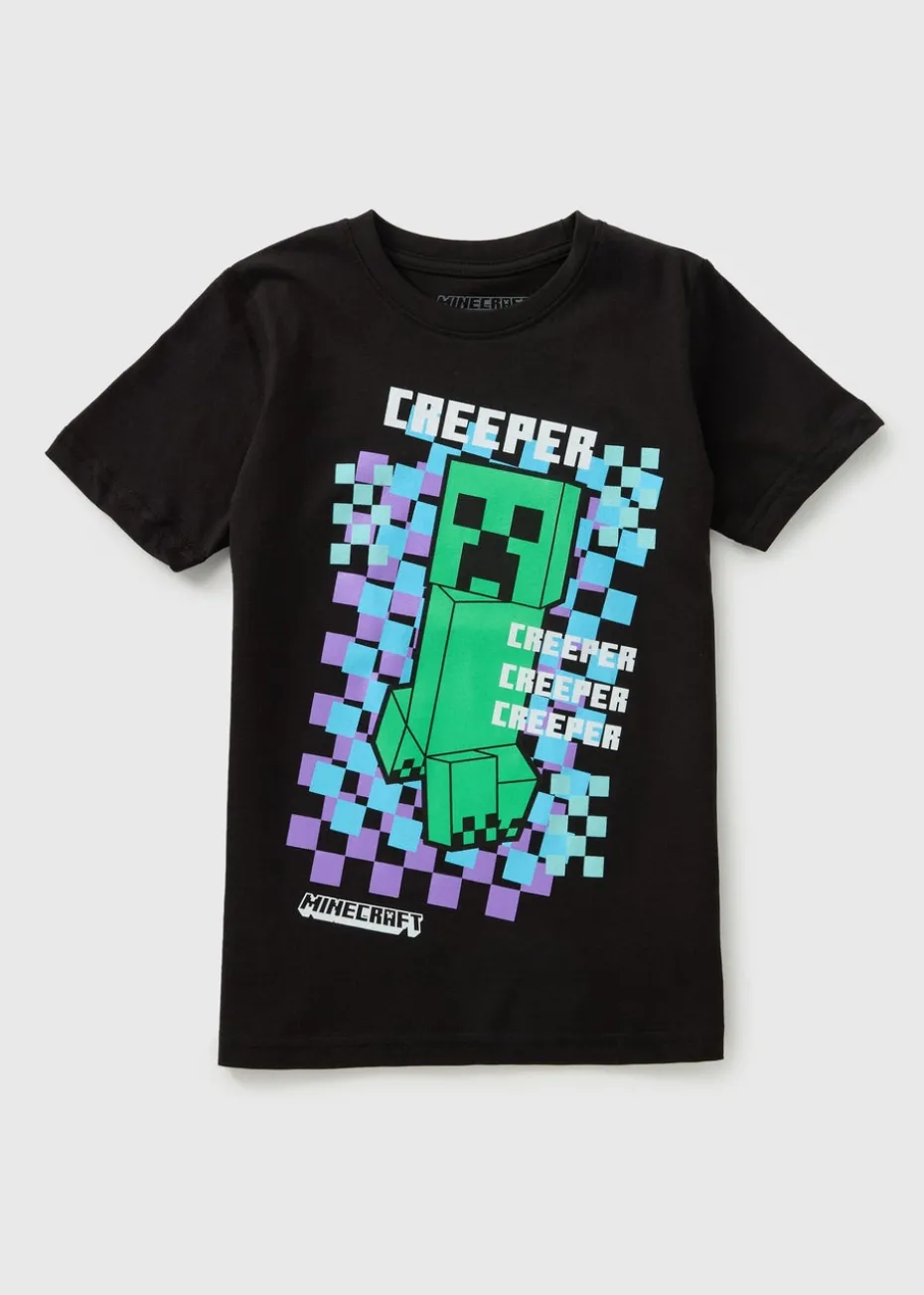 Minecraft Boys Black Checkerboard T-Shirt (4-13yrs)