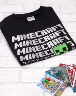 Minecraft Boys Black Creeper & Logo Short Sleeved T-Shirt (5 - 14 Years)