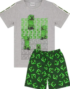 Minecraft Creeper Kids Shortie Green Pyjamas (5-14 Years)