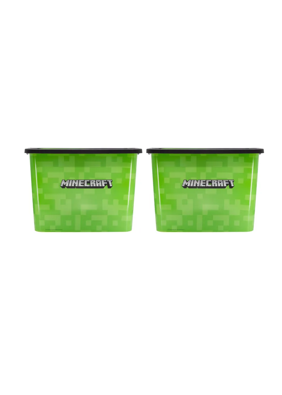 Minecraft Green Storage Box 23L Set of 2